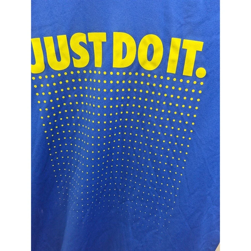 Nike Swim Just Do It Graphic Tee Blue UPF 40+ Dri-Fit Y2K Athletic Shirt